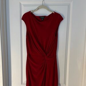 Lauren Ralph Lauren Red Twist-Front Midi Dress